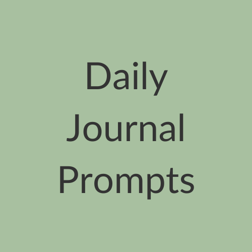 Logo - Daily Journal prompts. Charcoal grey lettering on a sage green background